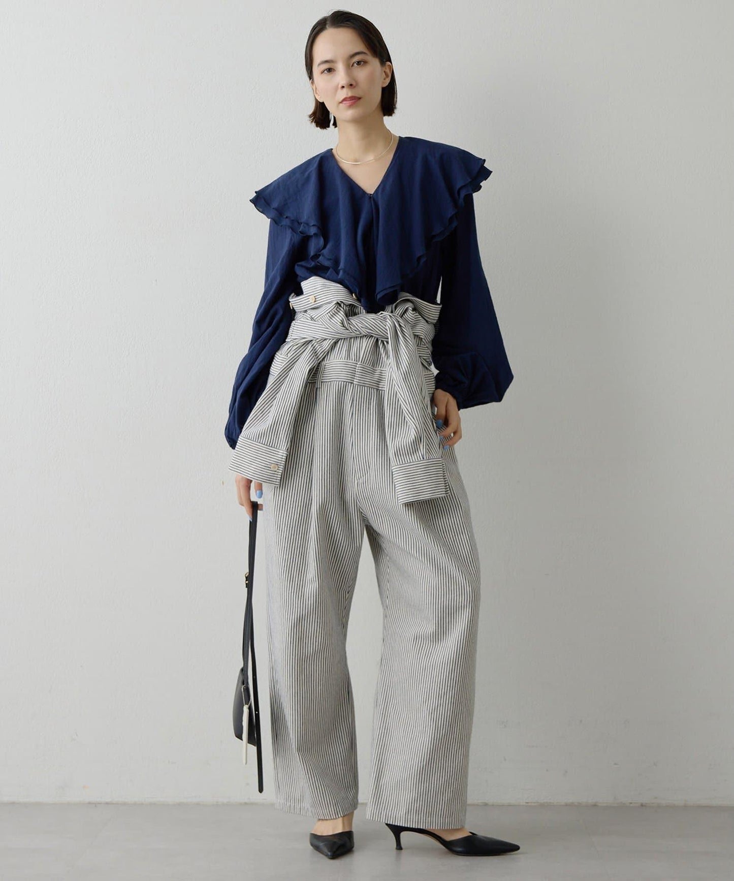 條紋牛仔連體褲