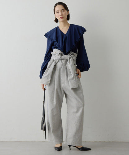 條紋牛仔連體褲