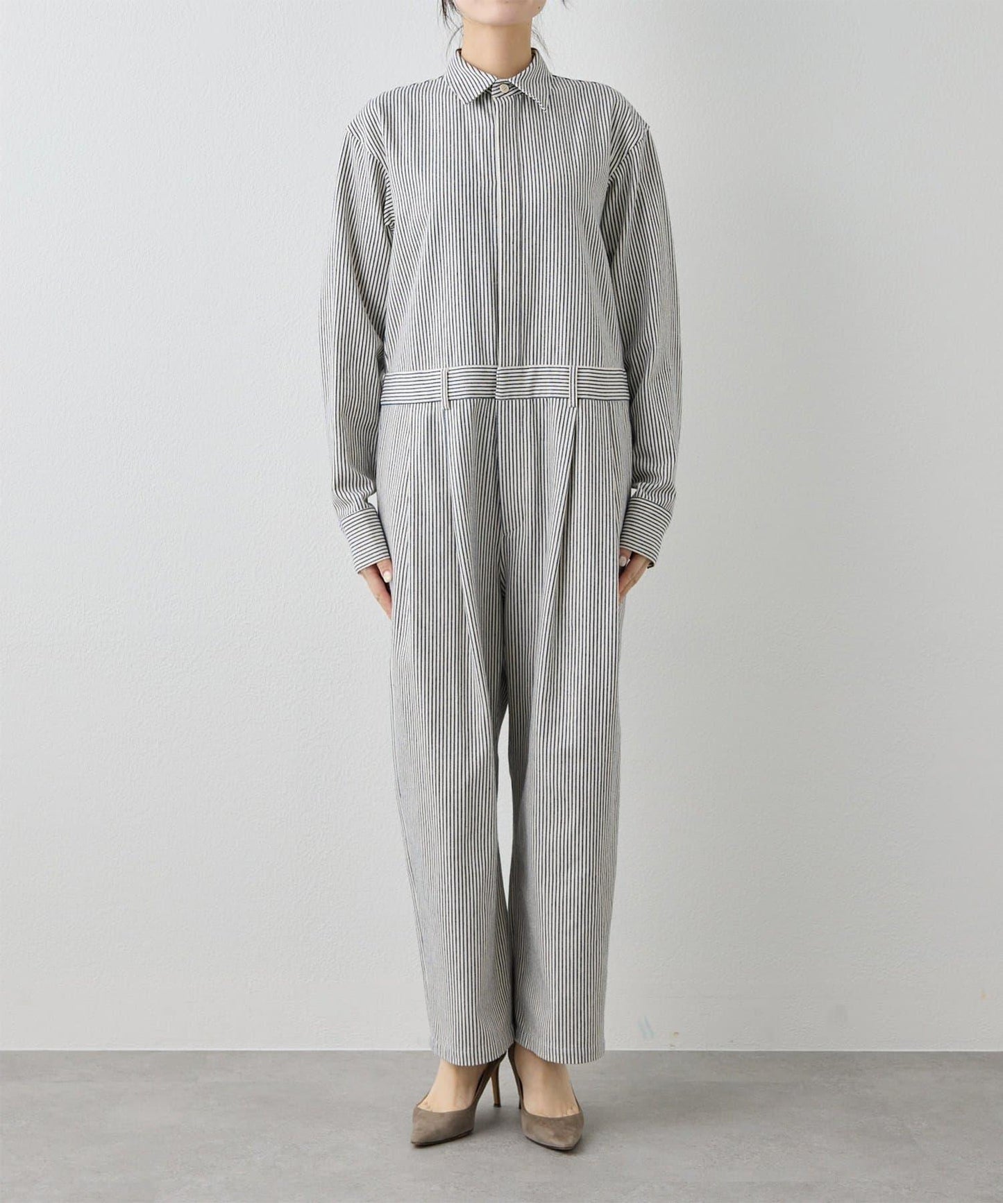 條紋牛仔連體褲