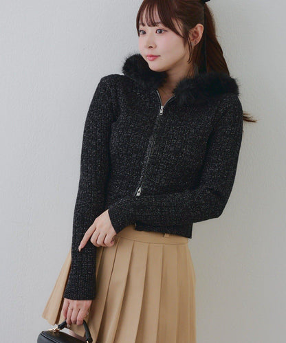 冬季流行單品♪【RMAF】亮片麻花毛絨連帽衫