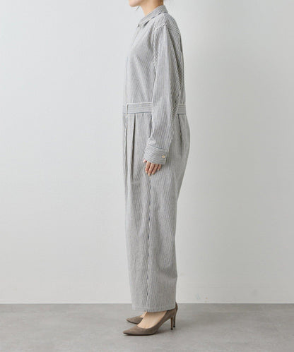 條紋牛仔連體褲