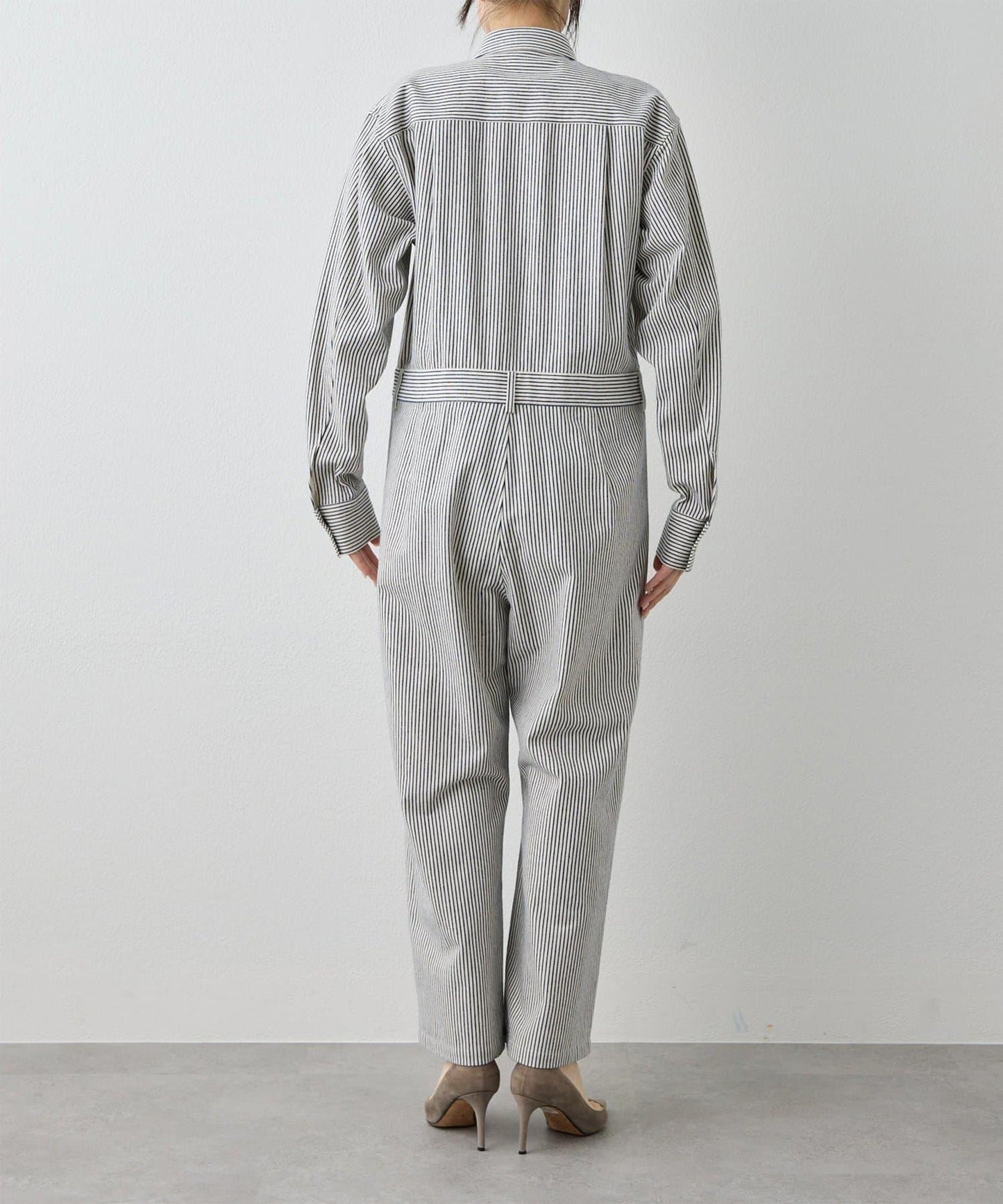 條紋牛仔連體褲