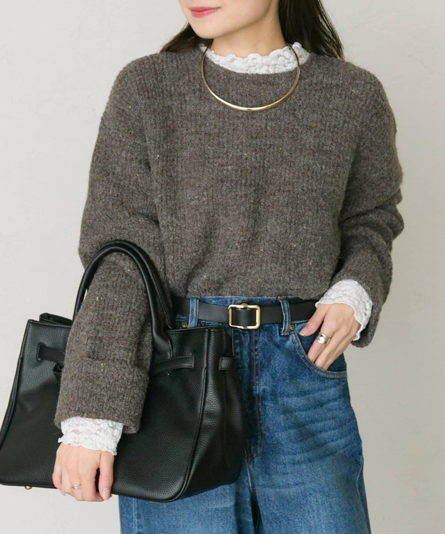 彩點圓領針織套頭衫