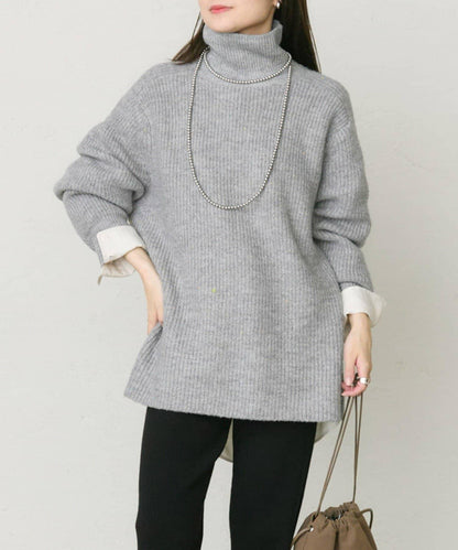 彩點高領針織套頭衫