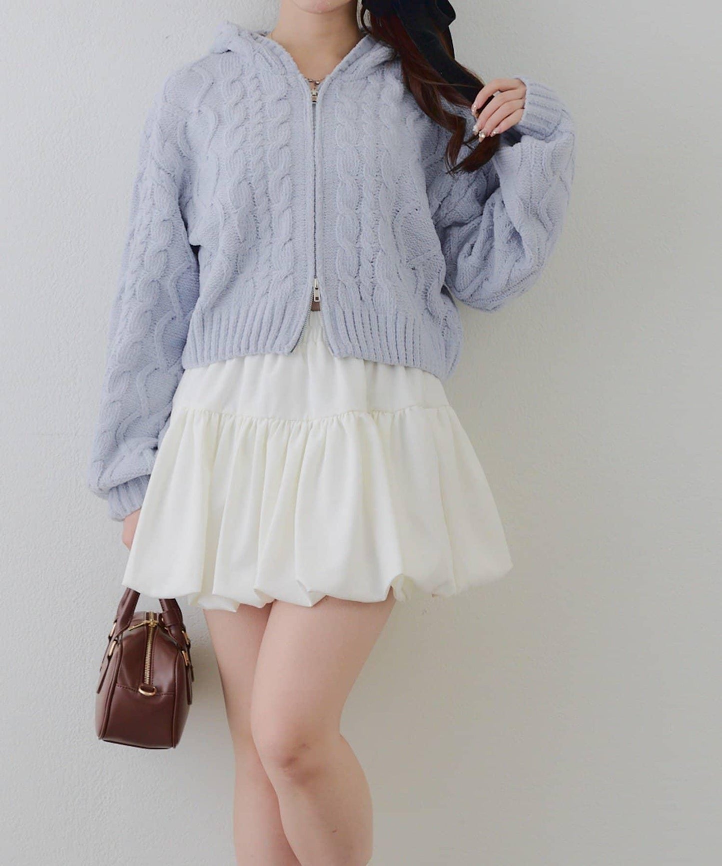 歐根紗蝴蝶結毛線針織衫