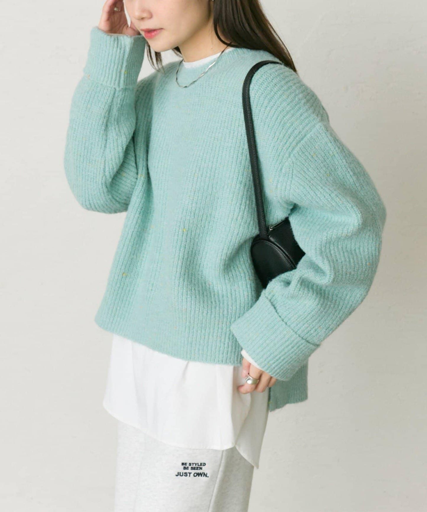 彩點圓領針織套頭衫