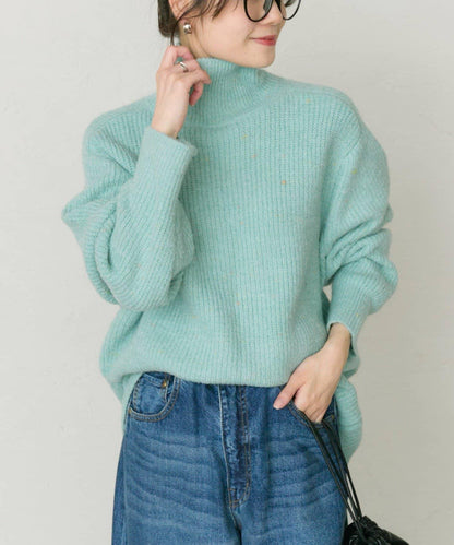 彩點高領針織套頭衫