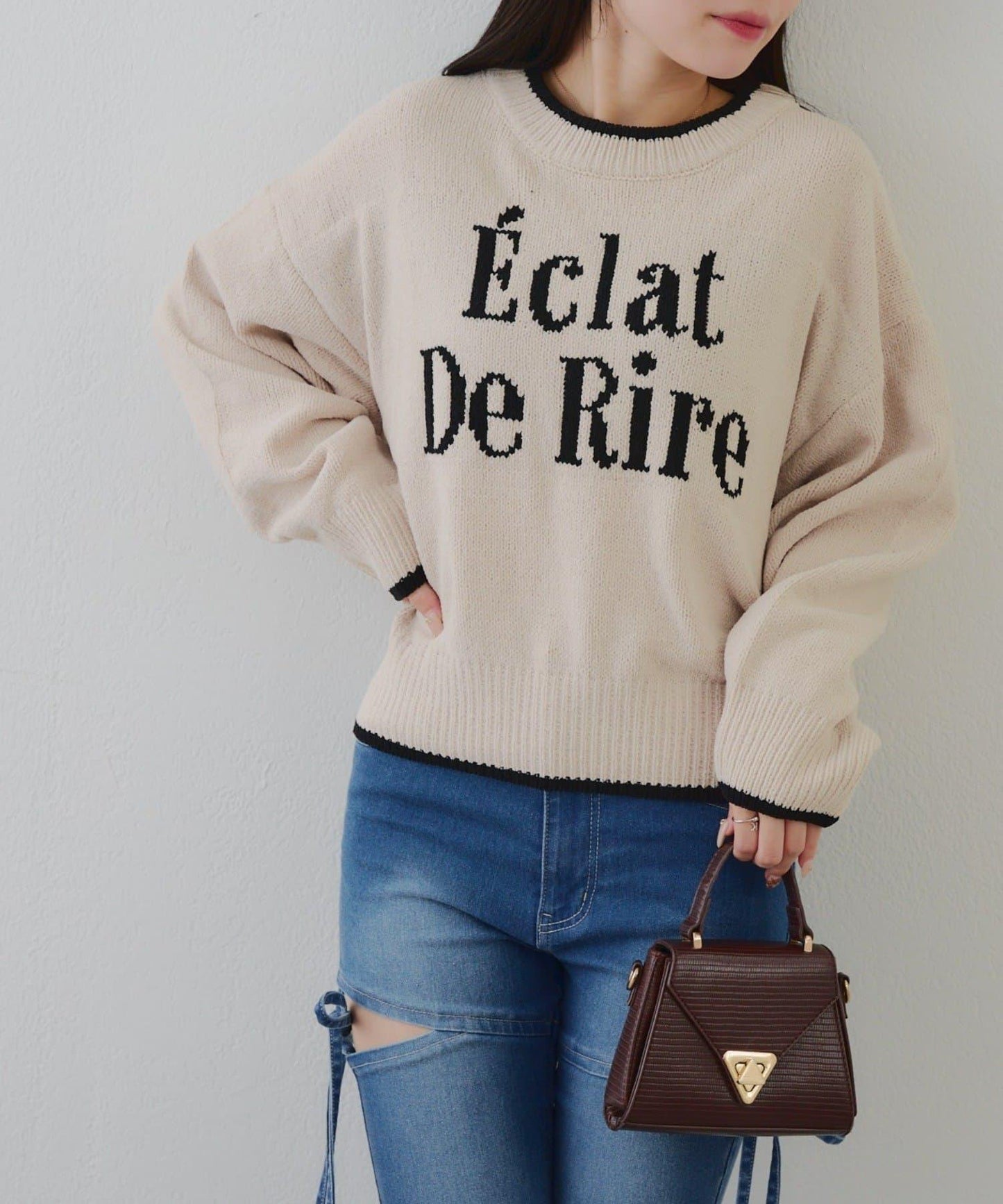 配色標誌裝飾針織衫