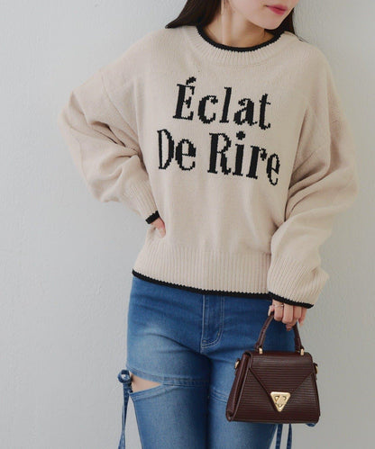 配色標誌裝飾針織衫