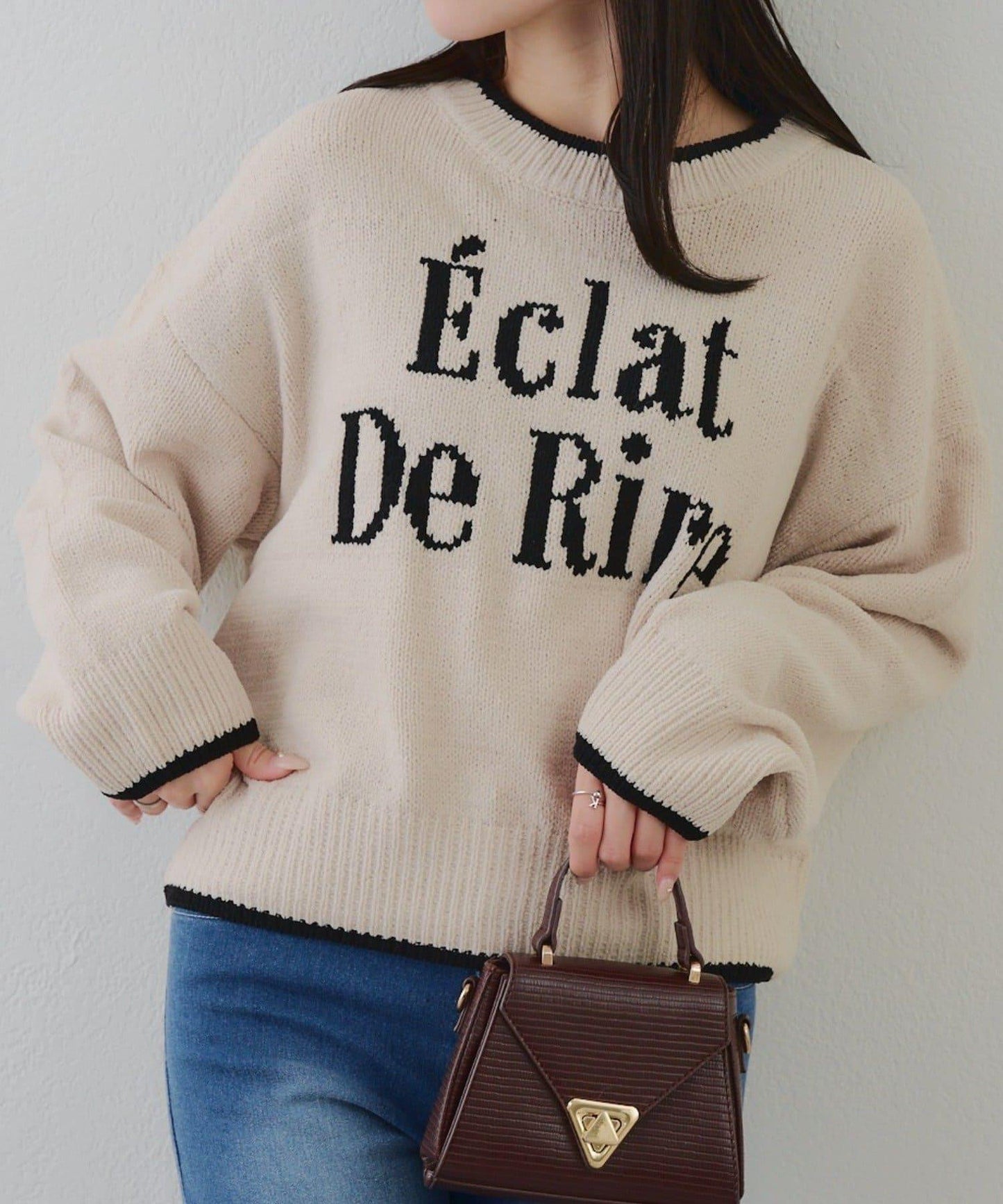 配色標誌裝飾針織衫