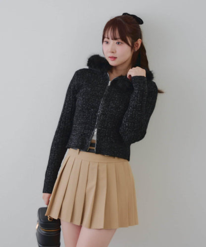 冬季流行單品♪【RMAF】亮片麻花毛絨連帽衫