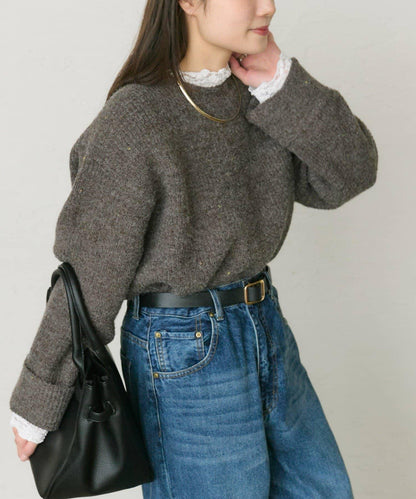 彩點圓領針織套頭衫