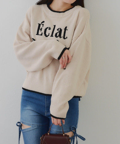 配色標誌裝飾針織衫