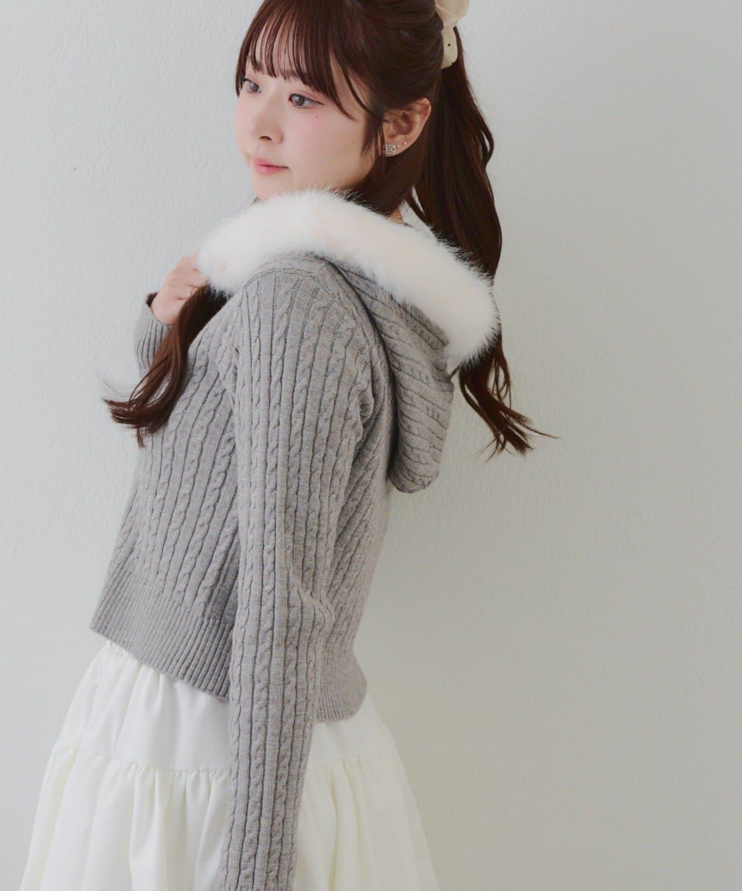 冬季流行單品♪【RMAF】亮片麻花毛絨連帽衫