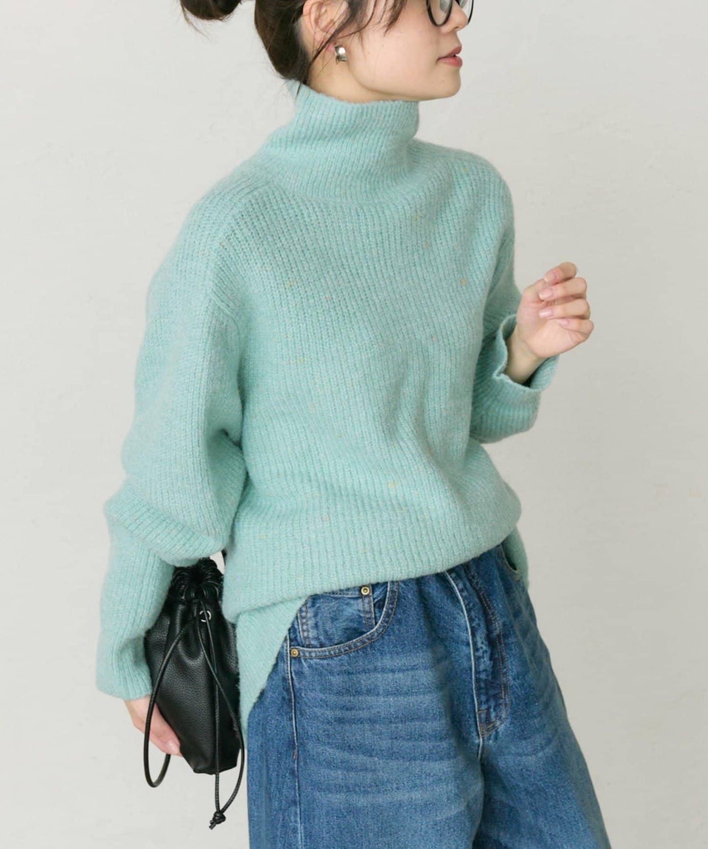 彩點高領針織套頭衫