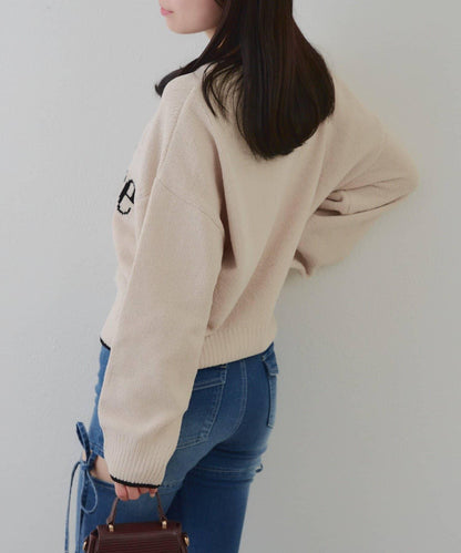 配色標誌裝飾針織衫