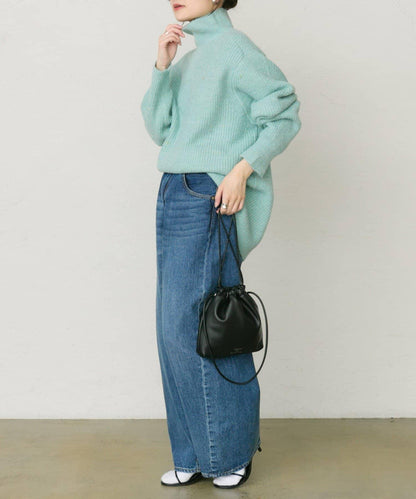 彩點高領針織套頭衫