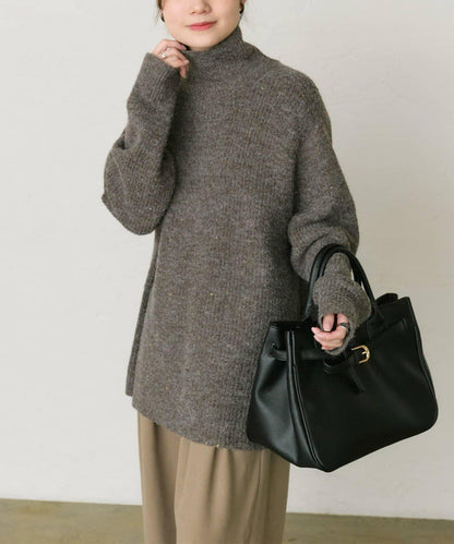 彩點高領針織套頭衫