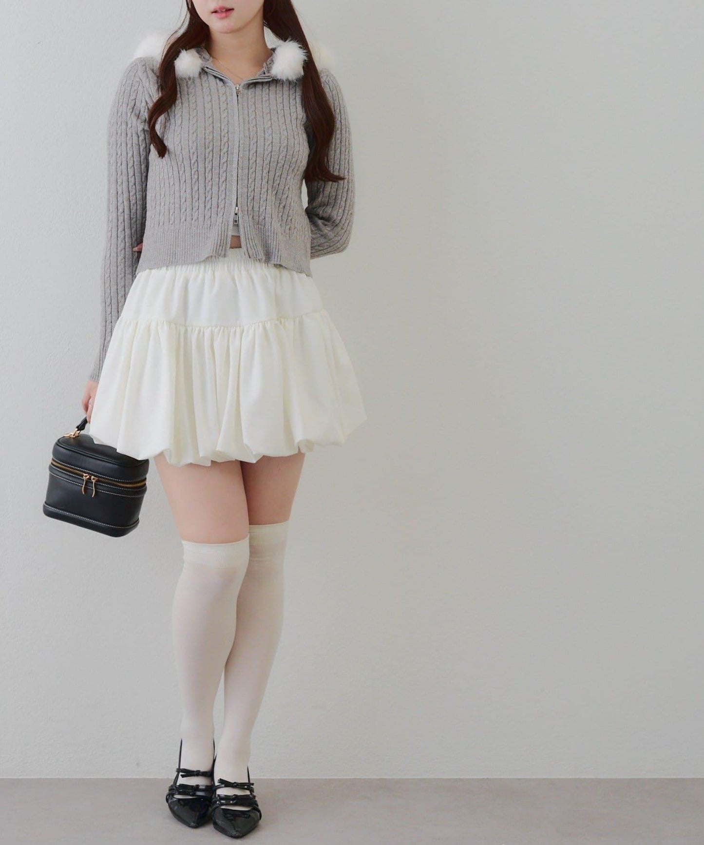 冬季流行單品♪【RMAF】亮片麻花毛絨連帽衫