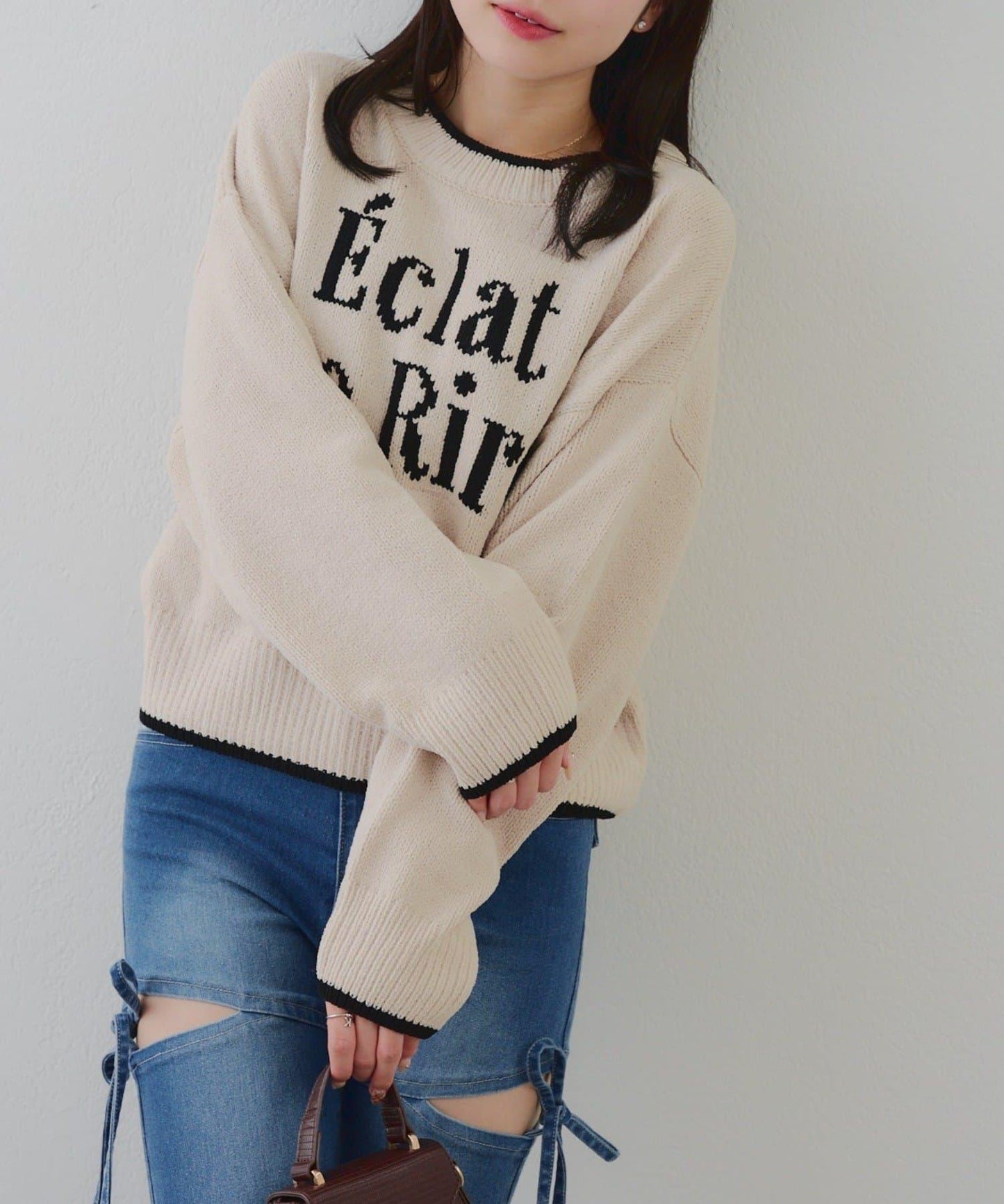 配色標誌裝飾針織衫