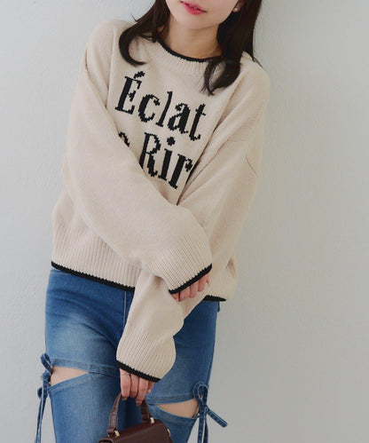 配色標誌裝飾針織衫