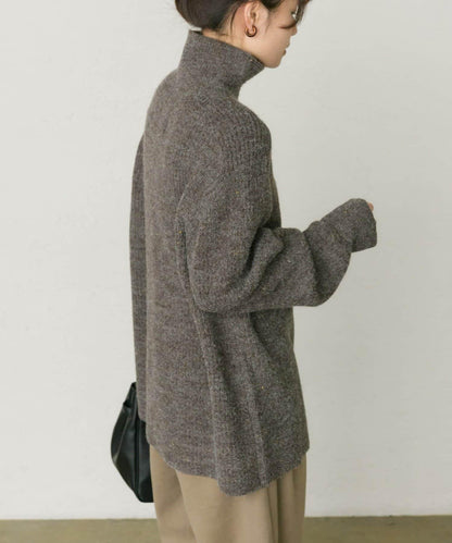 彩點高領針織套頭衫