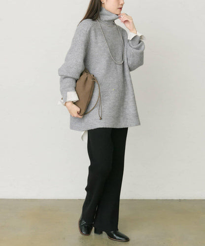 彩點高領針織套頭衫