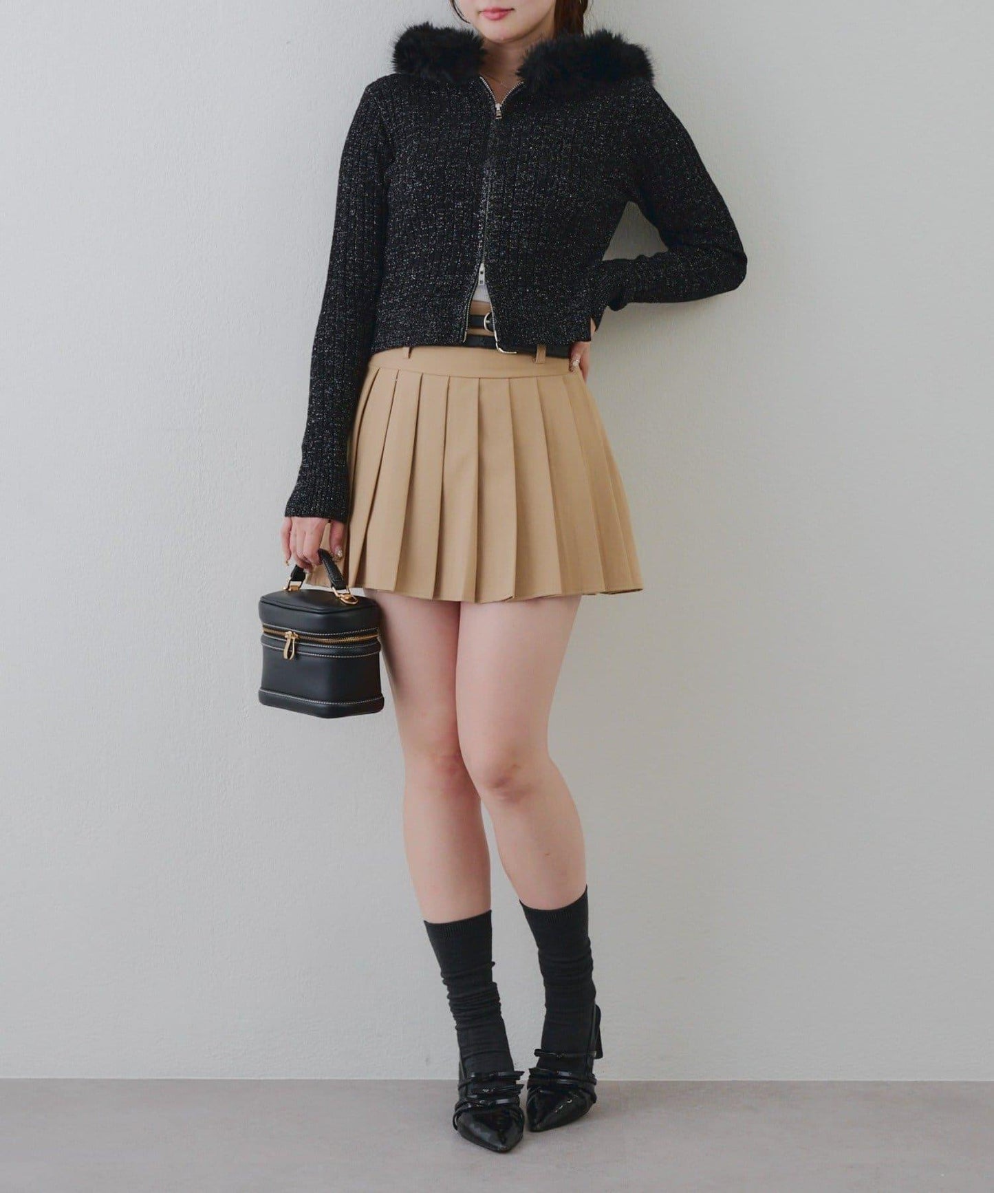 冬季流行單品♪【RMAF】亮片麻花毛絨連帽衫