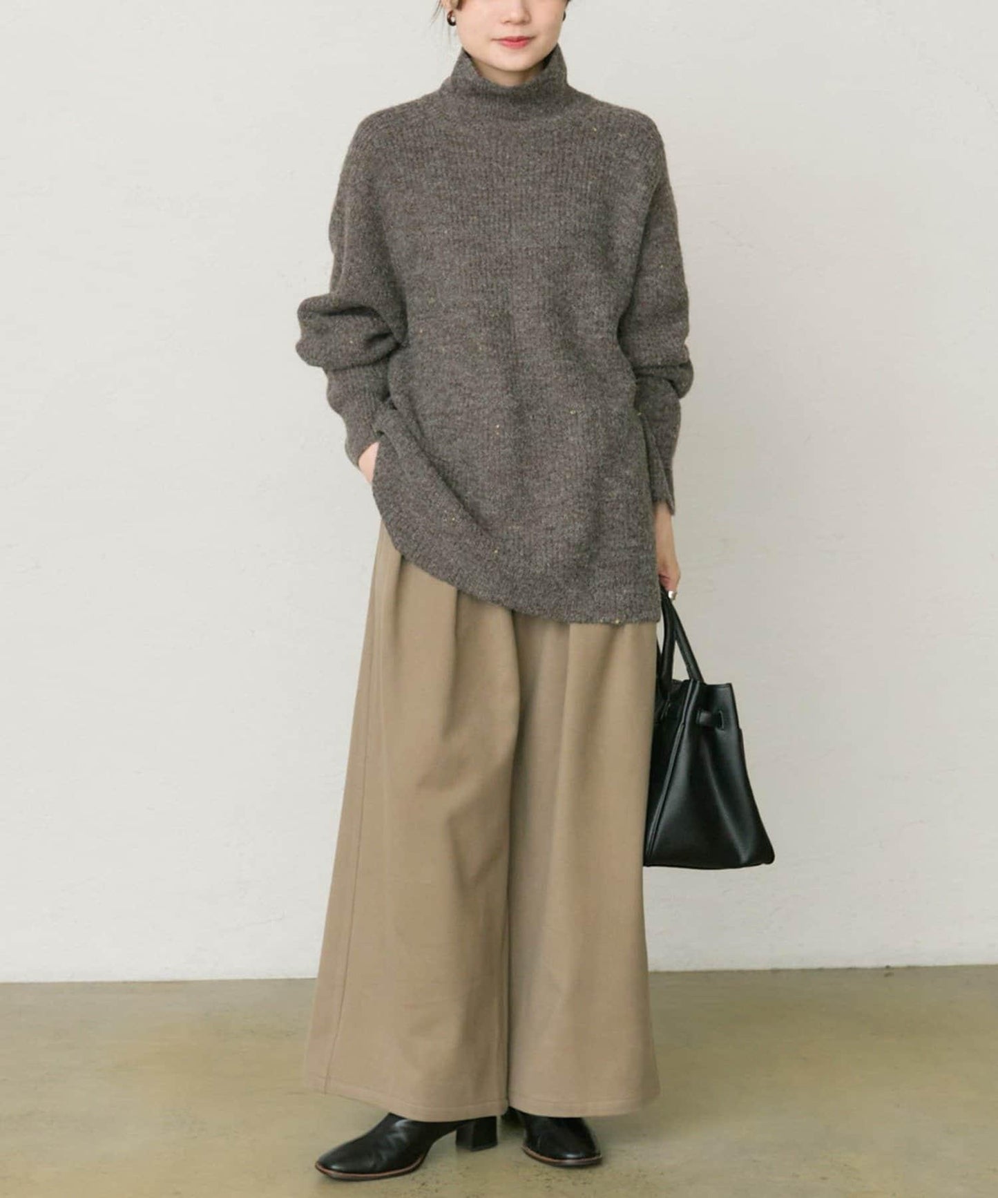 彩點高領針織套頭衫