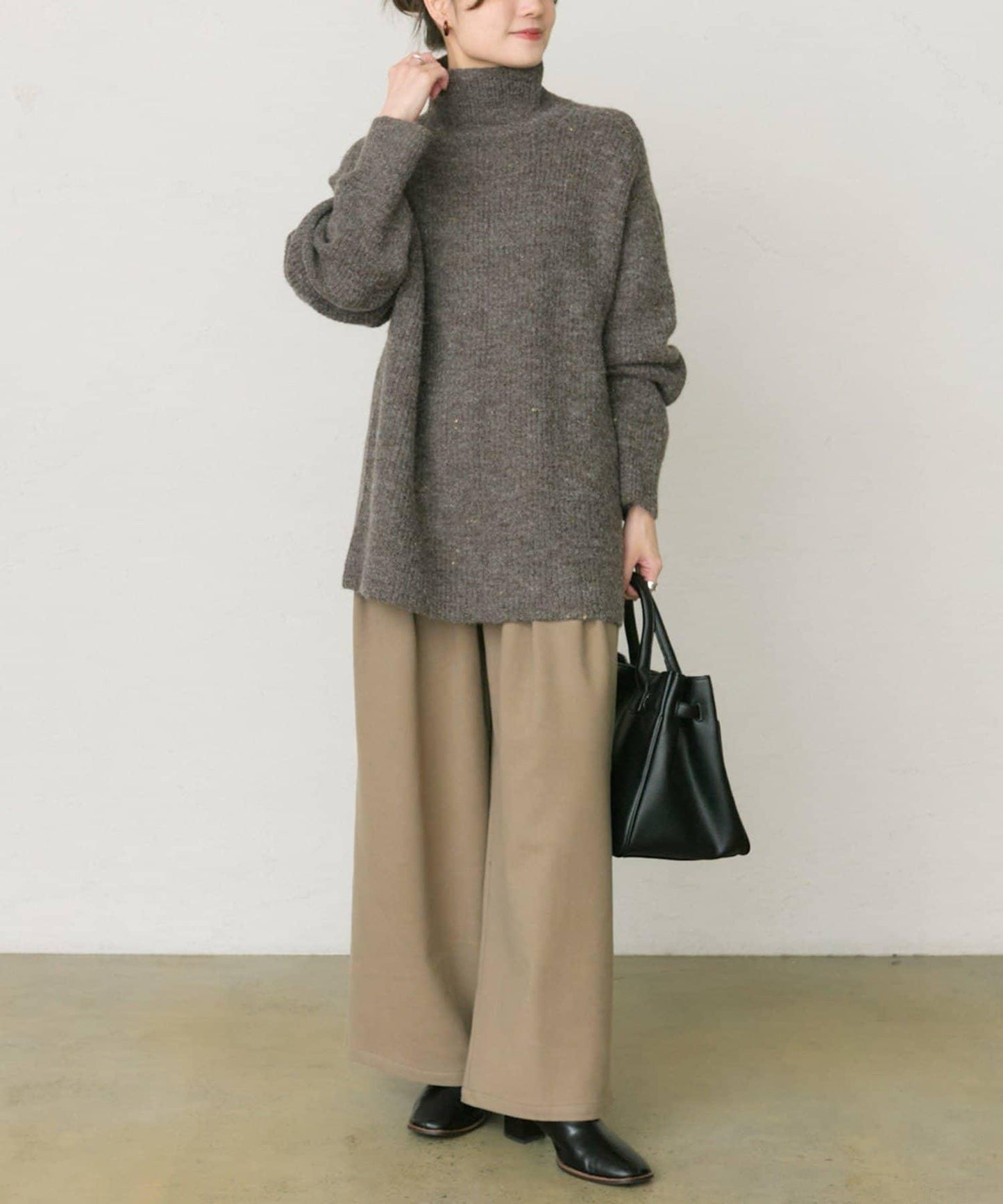 彩點高領針織套頭衫