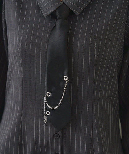 春季♡【RMAF】帶領帶下襬泡泡袖迷你連衣裙