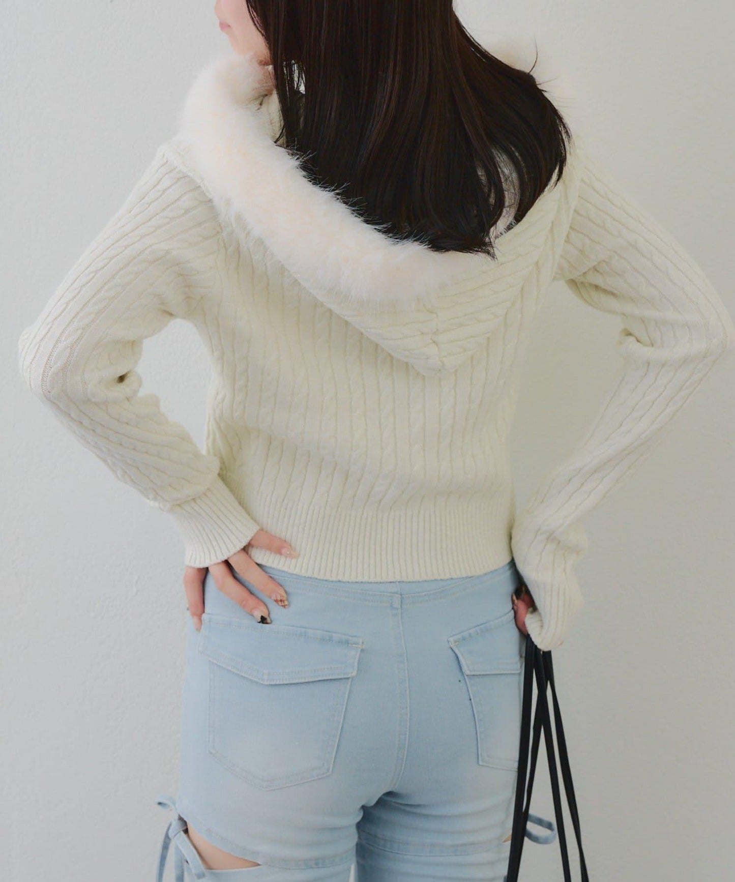 冬季流行單品♪【RMAF】亮片麻花毛絨連帽衫