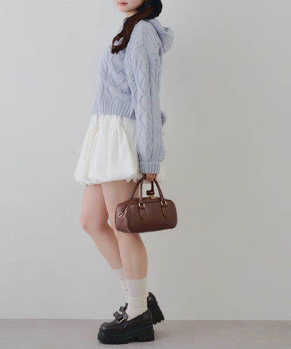 歐根紗蝴蝶結毛線針織衫