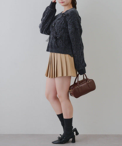 歐根紗蝴蝶結毛線針織衫