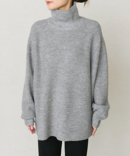 彩點高領針織套頭衫