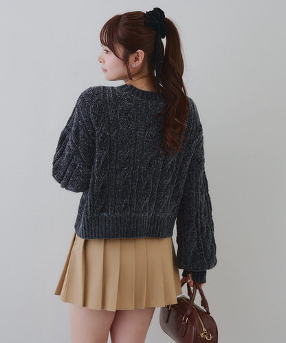 歐根紗蝴蝶結毛線針織衫