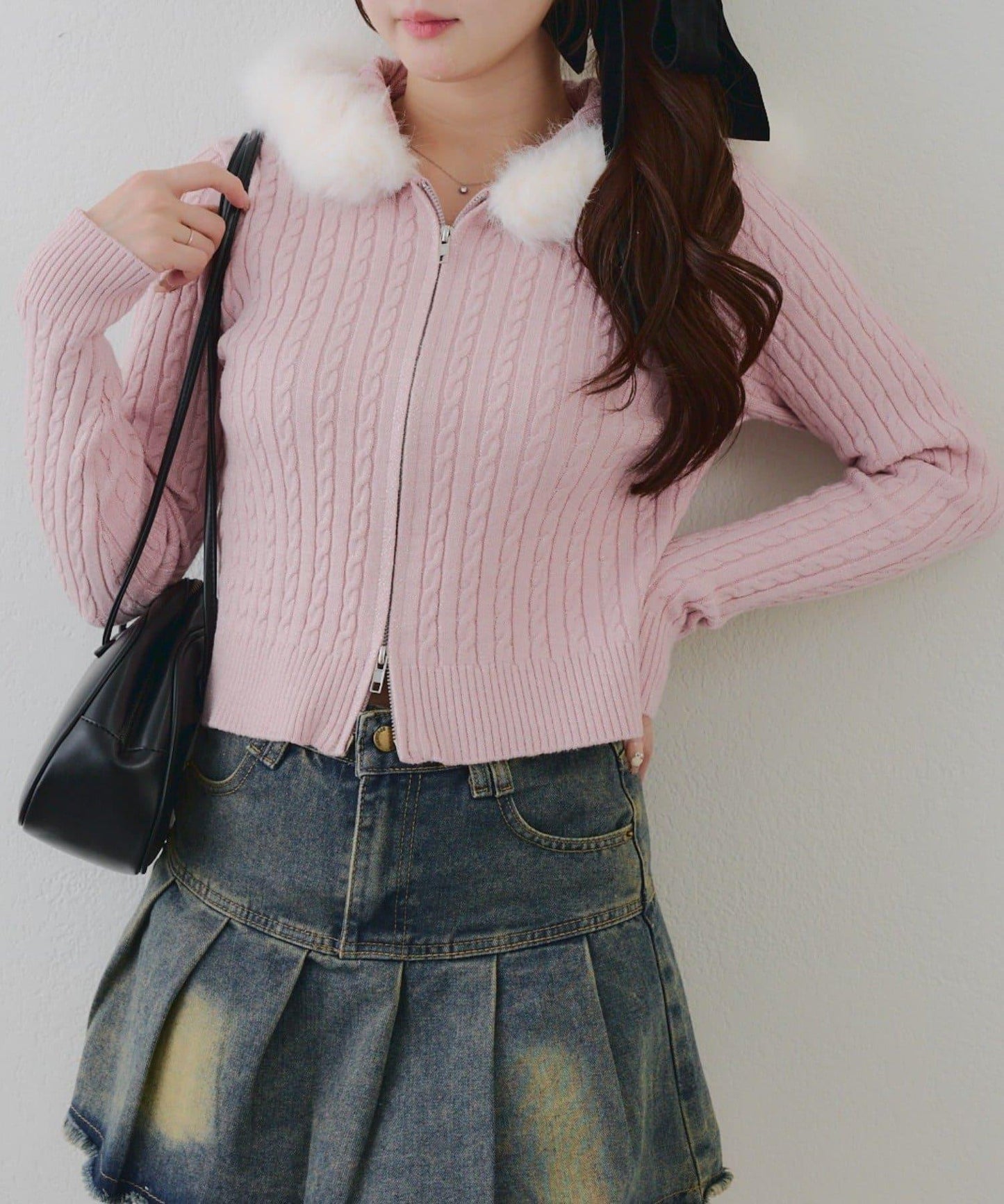 冬季流行單品♪【RMAF】亮片麻花毛絨連帽衫