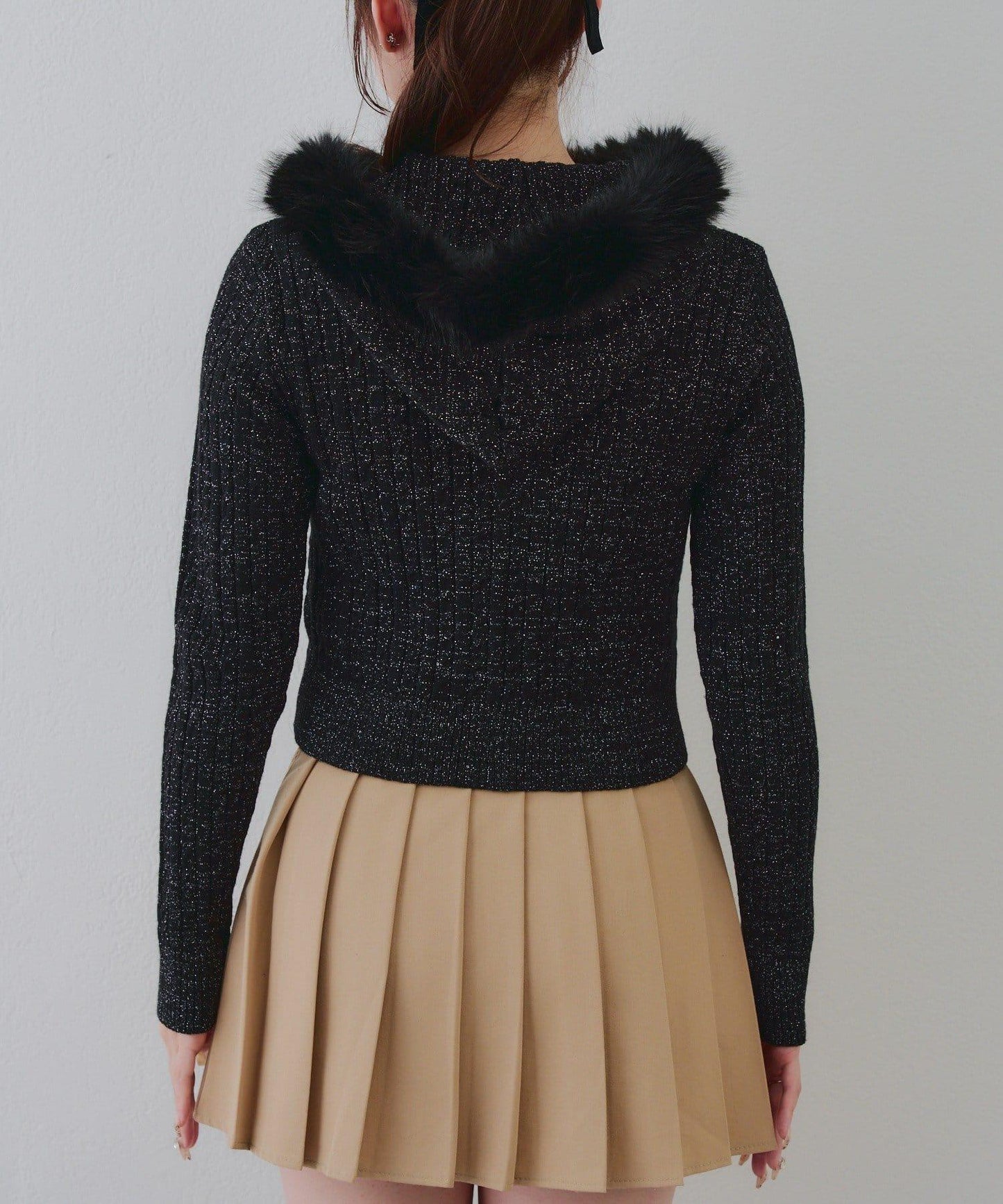 冬季流行單品♪【RMAF】亮片麻花毛絨連帽衫