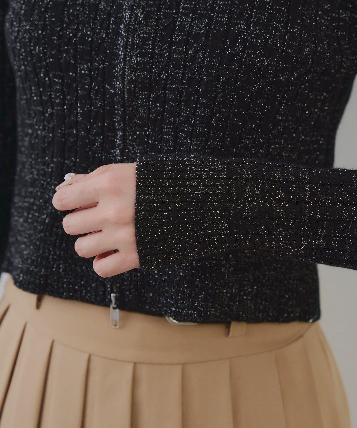 冬季流行單品♪【RMAF】亮片麻花毛絨連帽衫