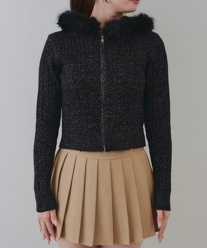 冬季流行單品♪【RMAF】亮片麻花毛絨連帽衫