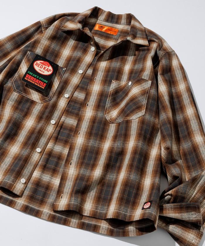 特別款法蘭絨九分袖工裝格子襯衫