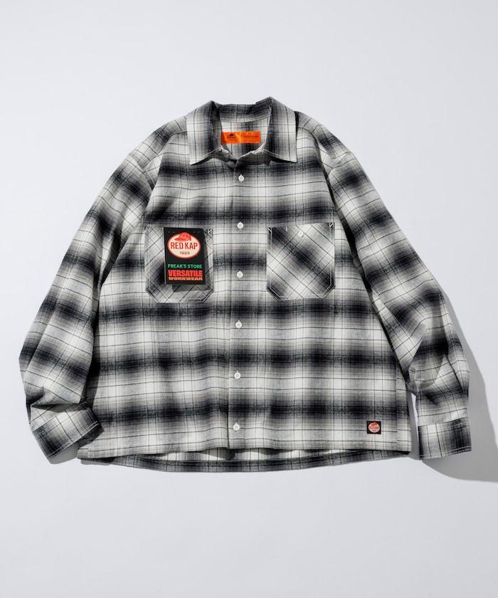 特別款法蘭絨九分袖工裝格子襯衫