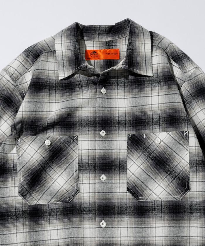 特別款法蘭絨九分袖工裝格子襯衫