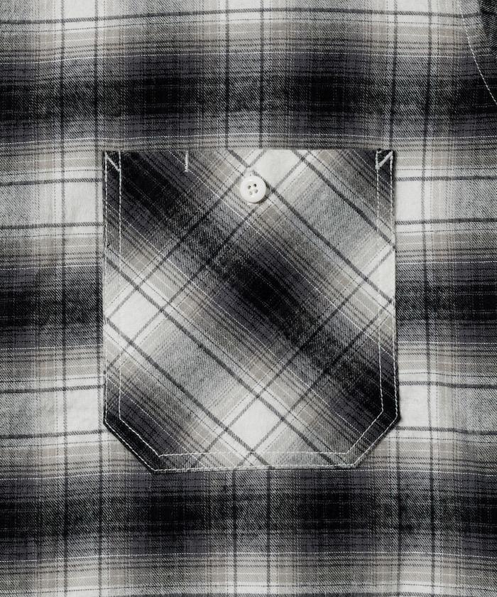 特別款法蘭絨九分袖工裝格子襯衫