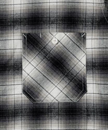 特別款法蘭絨九分袖工裝格子襯衫