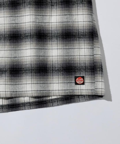 特別款法蘭絨九分袖工裝格子襯衫