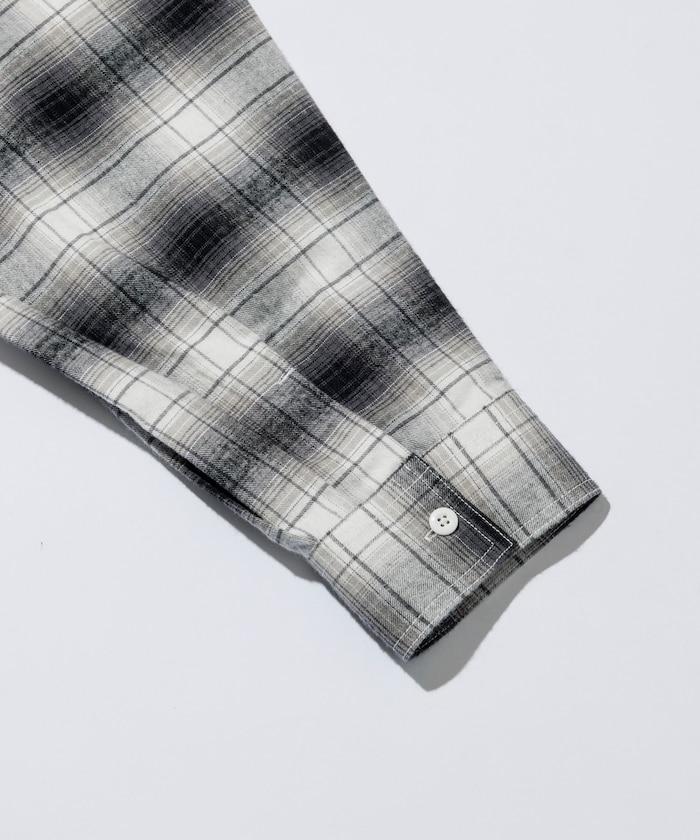 特別款法蘭絨九分袖工裝格子襯衫