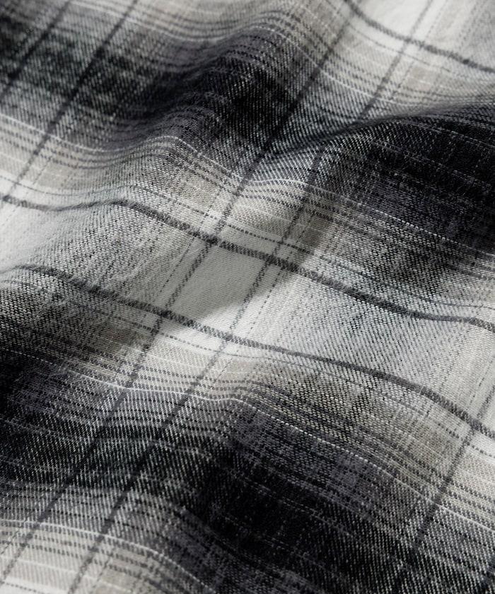 特別款法蘭絨九分袖工裝格子襯衫