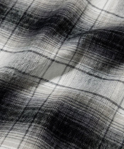 特別款法蘭絨九分袖工裝格子襯衫