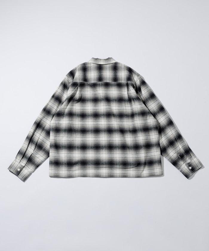 特別款法蘭絨九分袖工裝格子襯衫